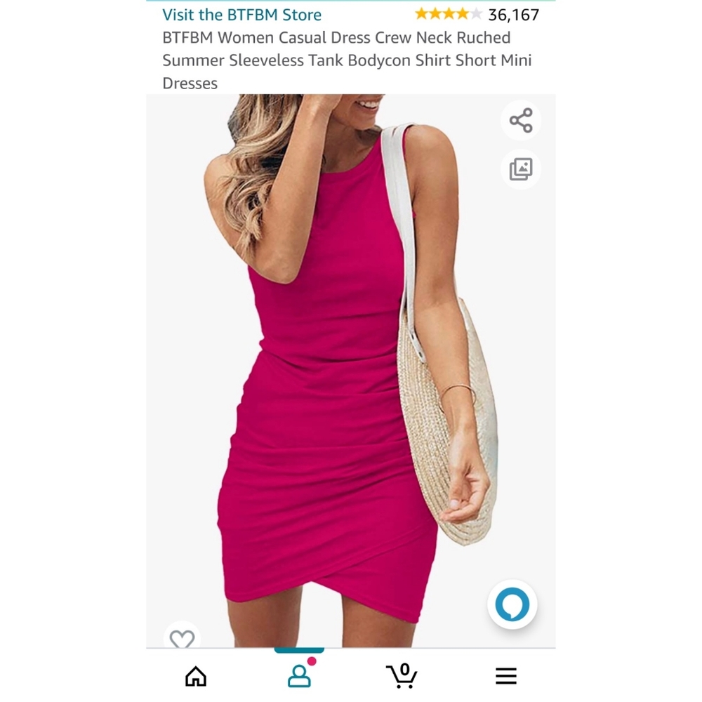 *NEW* BTFBM Crewneck Ruched Sleeveless Tank Bodycon Dress M Dark Rose Red